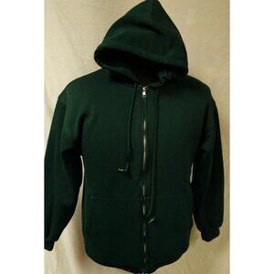 Vtg 90s Pluma Unisex Adult Green Medium Thermal Lined Full Zip Hoodie Jacket